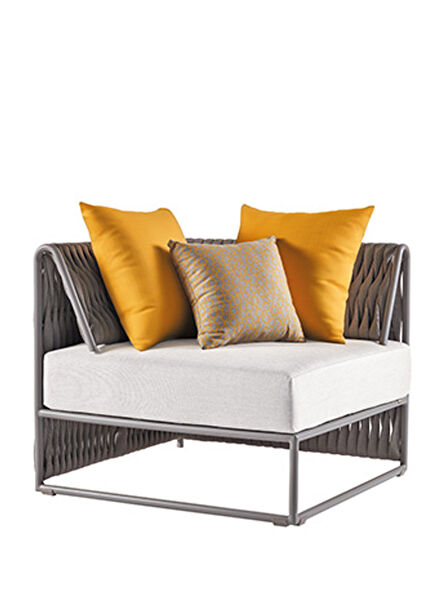 Gri Metal Köşe Modül Bahçe Koltuğu