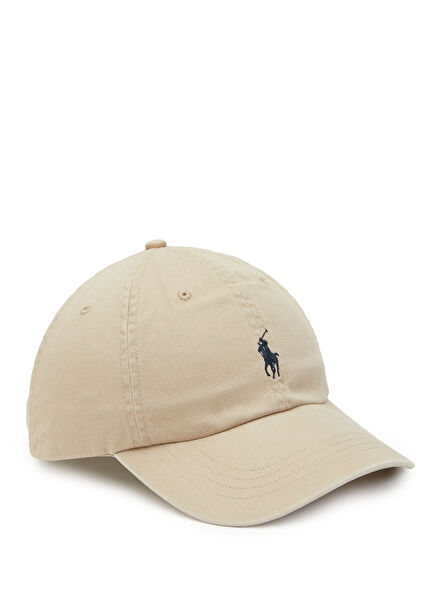 Beige Logo Embroidered Men's Hat