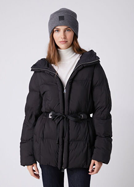 Black Hooded Puffer Coat