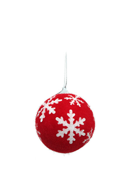 Red Snowflake 6-Pack Christmas Ball