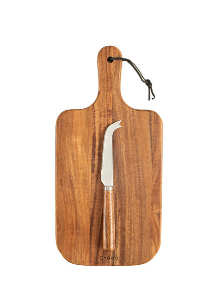 Lumyo Natural Akasya Ağacı Çelik Peynir ve Sunum Seti