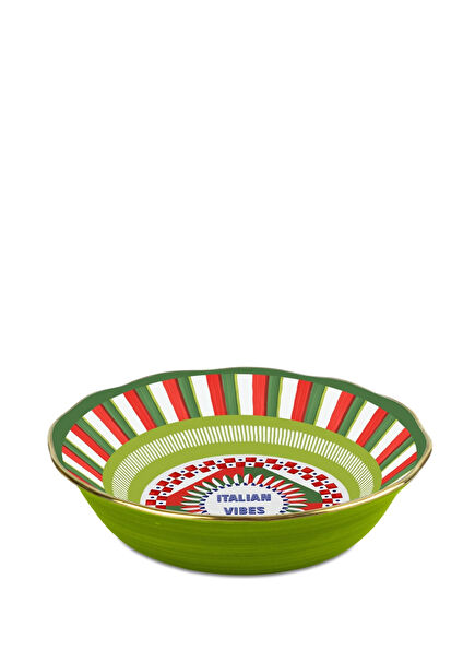Dolce Vita Geometries Patterned Porcelain Fruit Bowl 18 cm