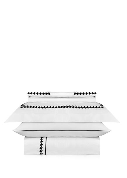 Serengeti White Cotton Satin Double Duvet Cover Set 200 x 220 cm