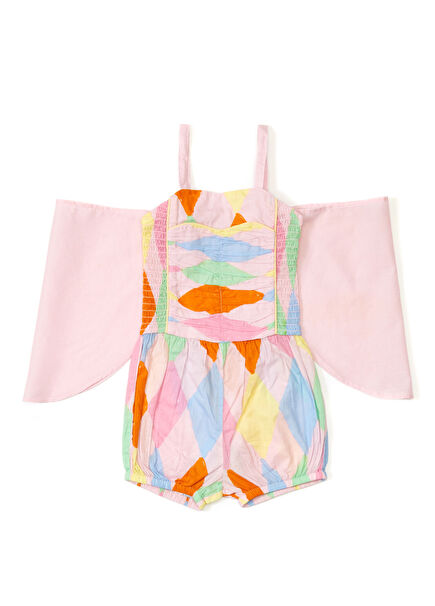 Pembe Kelebek Kanatlı Kız Çocuk Tulum