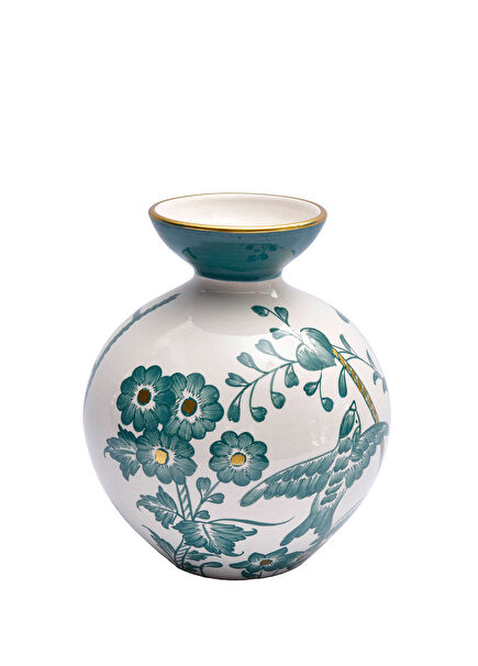 Birds Green Ceramic Vase