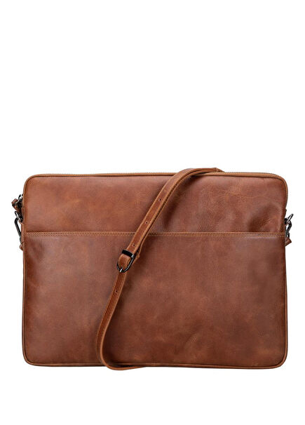 BloomSleeve Leeds 14" Cognac Brown Leather Laptop Tablet Case