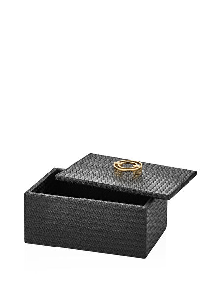 Black 2 Piece Decorative Leather Box 10x15x25 cm