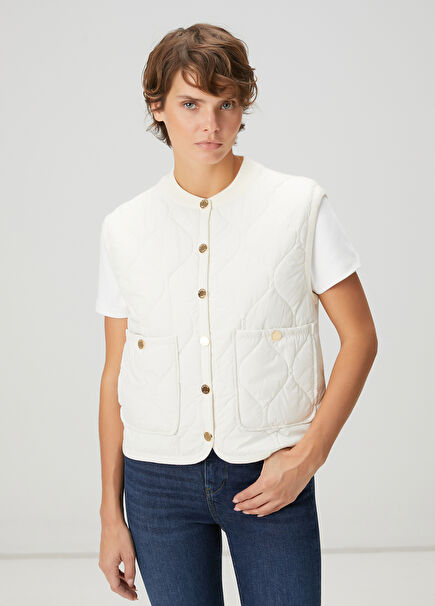 Ecru Bomber Vest