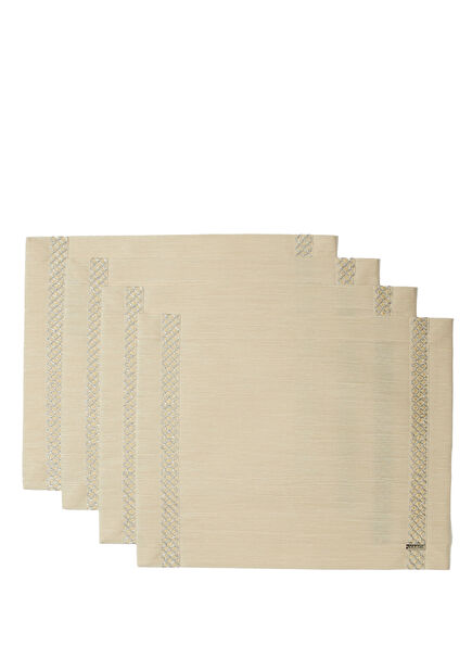 Cream Stripe Detailed Linen American Serving Set