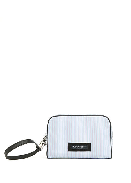 Açık Mavi Çizgili Poplin Tıraş Çantası