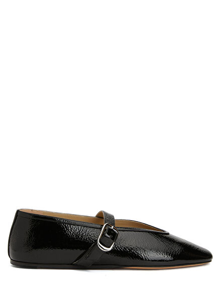Stella Black Leather Ballet Flats