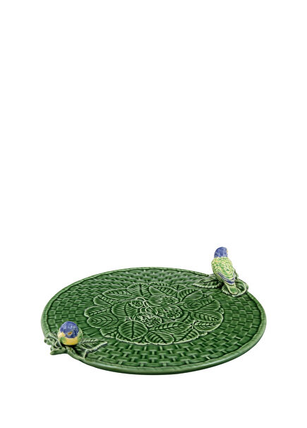 Strawberries Green Ceramic Serving Plate