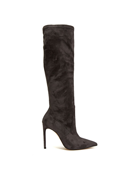 Gri Kadın Deri Çizme