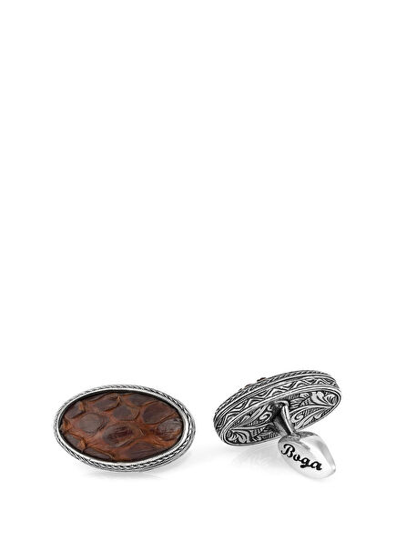 Snake Oval Sml Silver Cufflink