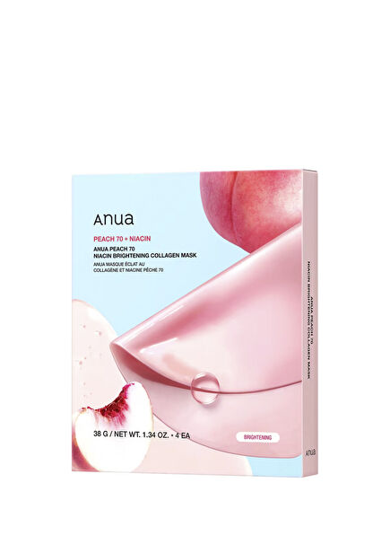 Peach 70 Niacinamide Brightening Collagen Mask 4EA Skin Tone Equalizing Hydrogel Face Mask 38 gr
