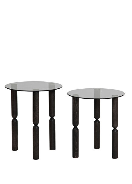 City Anthracite Solid Wood 2-Piece Side Table