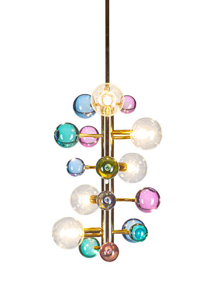 Bubble Metal Cam Detaylı Sarkıt Avize