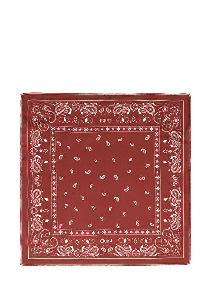 Bordo Şal Desenli İpek Eşarp