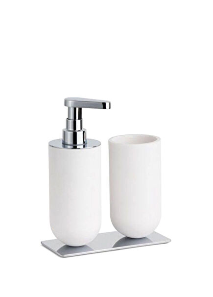 White Chrome Set of 2 Toothbrush Holder