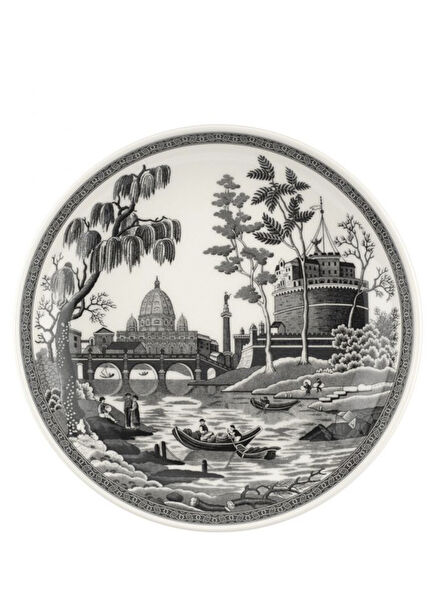 Heritage Black Patterned Porcelain Soup Plate