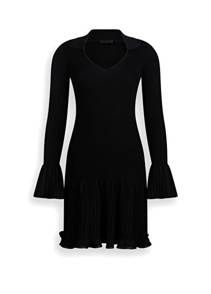 Black Short Women's Knitwear Dress