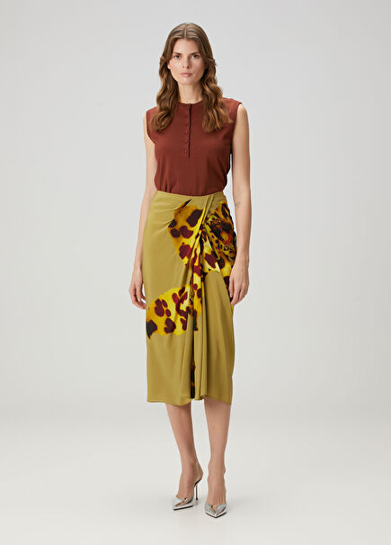 Sampa Green Patterned Midi Skirt