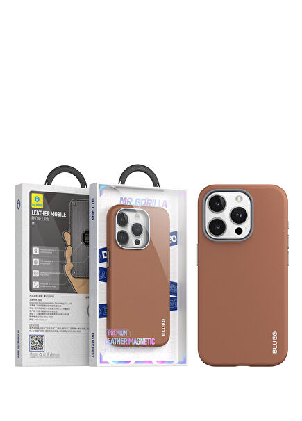 iPhone 14 Pro Max Leather Premium Brown Magsafe Case
