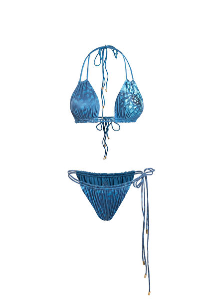 Queen of Flowers Nickel Blue Triangle Bikini Set
