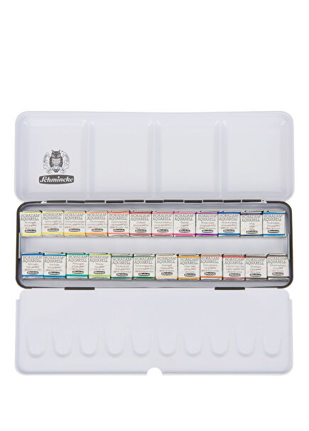 Horadam Aquarell Metal Kutu Artist 24'lü Yarım Tablet Sulu Boya Seti