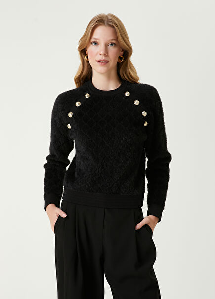 Black Gold Button Sweater