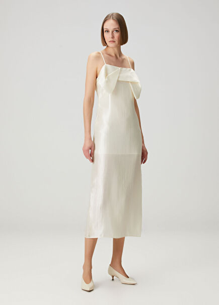 Porcha Fildişi Midi Elbise