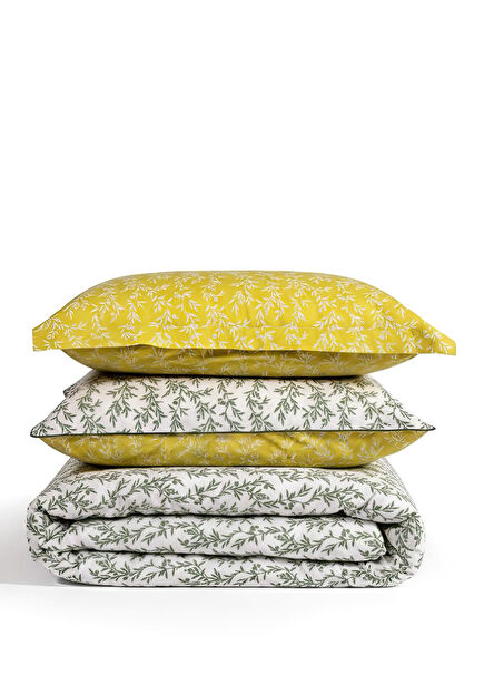 Pure Green Yellow Double Sided Double Duvet Cover Set 200x220 cm