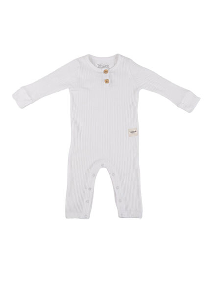 Ekru Fitilli Uzun Kollu Unisex Bebek Tulum