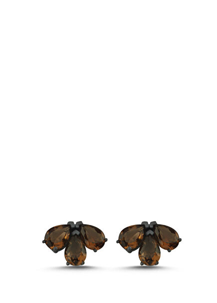Brown Crystal Women's Gold Silver Earrings