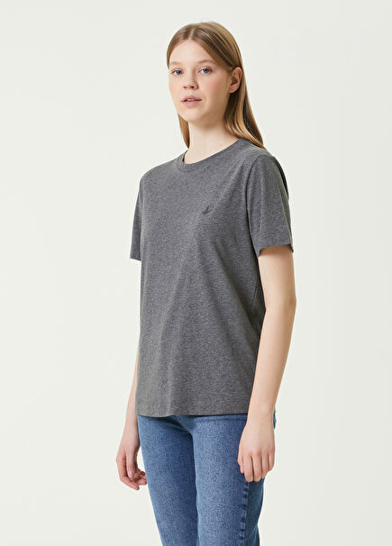 Anthracite Melange Crew Neck Basic T-shirt