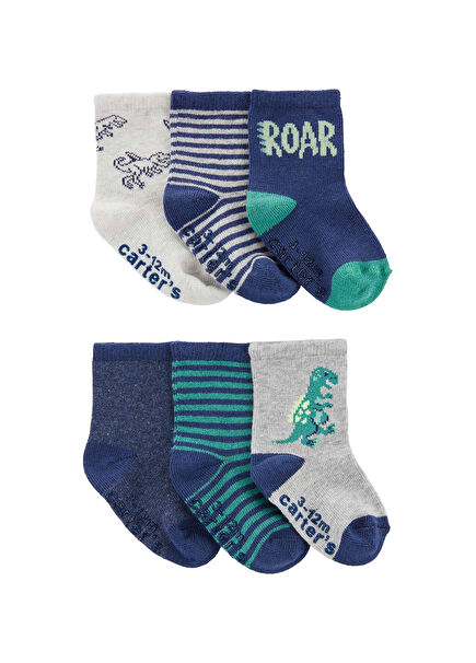Patterned Baby Boy 6-Piece Socks Set