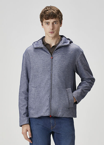 Mavi Kapüşonlu Mont