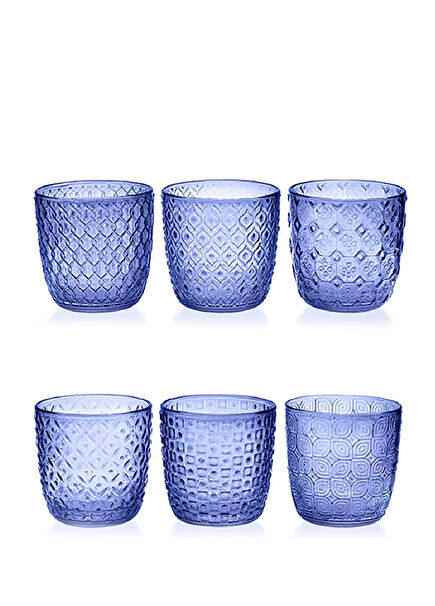 Sixties İndigo Mavi Cam 6'lı Bardak Seti
