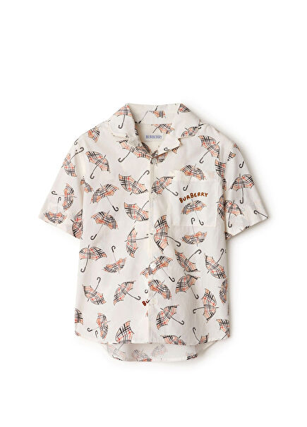 Xanadu Desenli Beyaz Kısa Kollu Erkek Çocuk Gömlek