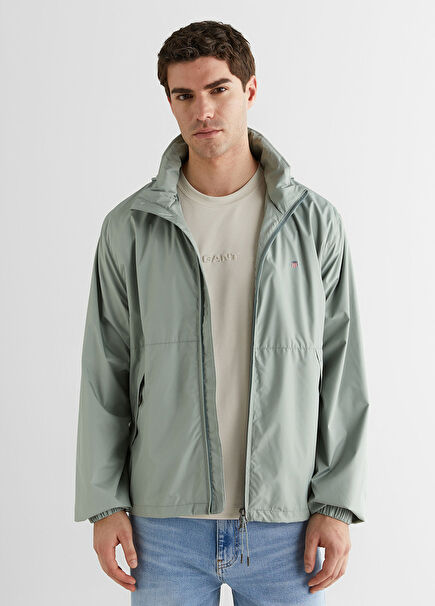 Gray Stand-Up Collar Men's Raincoat