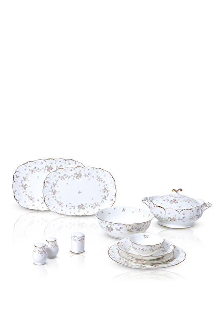 Tiffany Flowers Bone China Porcelain 60 Pieces 12 Person Dinner Set