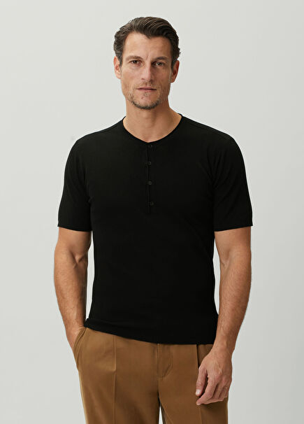 Black Button-down T-shirt