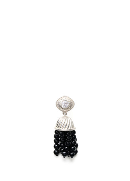 Extra Mini Onyx Taşlı Kadın Gümüş Küpe
