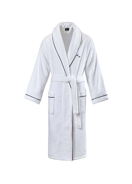 Vera White Cotton Unisex Bathrobe