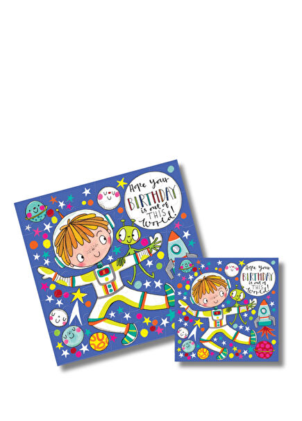 Spaceman and Alien Puzzle Birthday Greeting Card