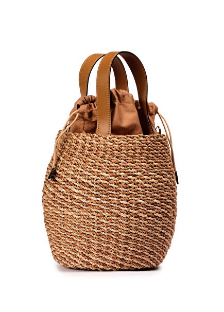 Cora Raffia Bucket Bag Tan Abaka Kova Kadın Çanta