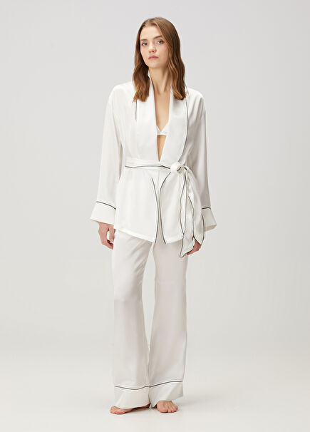 White Silk 3-Piece Women's Pajama Set