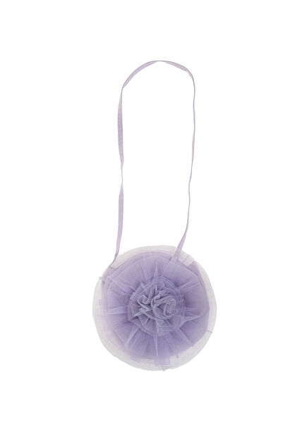 Lila Gül Detaylı Kız Çocuk Omuz Çantası