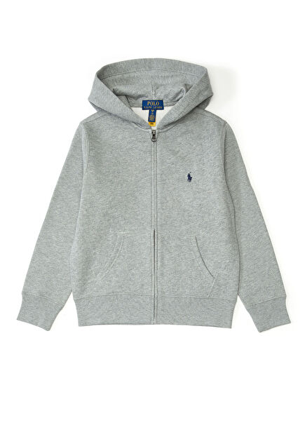 Gri Kapüşonlu Erkek Çocuk Sweatshirt