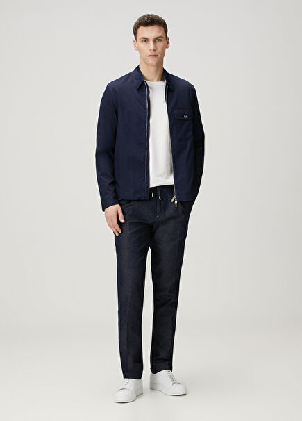 Dark Navy Blue Waist Corded Jeans